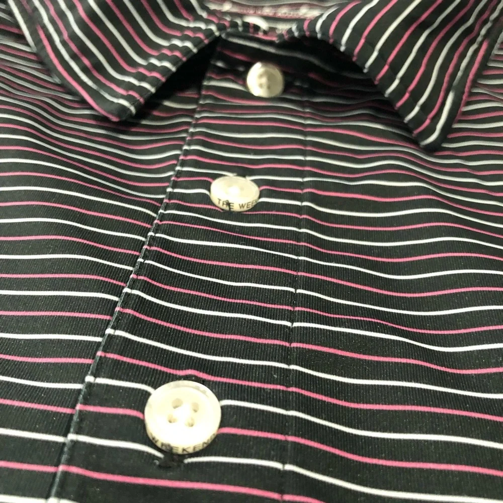 Chubbies Polo Shirt Mens XL Black Pink Short Sleeve Striped Polyester GG7